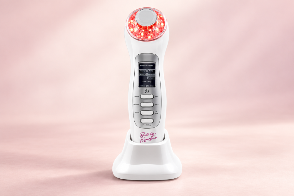 Žehlička na pleť BeautyBiowave Profi 7v1 s červeným LED svetlom