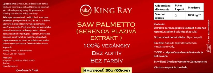 SAW PALMETTO serenoa plazivá 1000mg/2kps, 60kps
