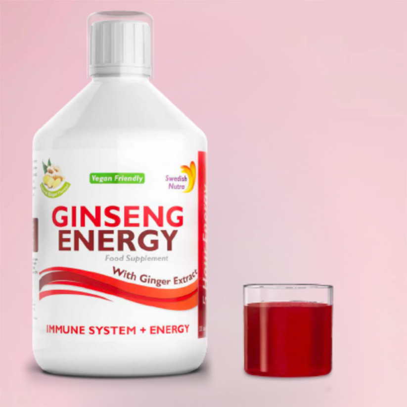 Swedish Nutra Ženšen + Zázvor GINSENG ENERGY  500 ml (energie, vitalita)