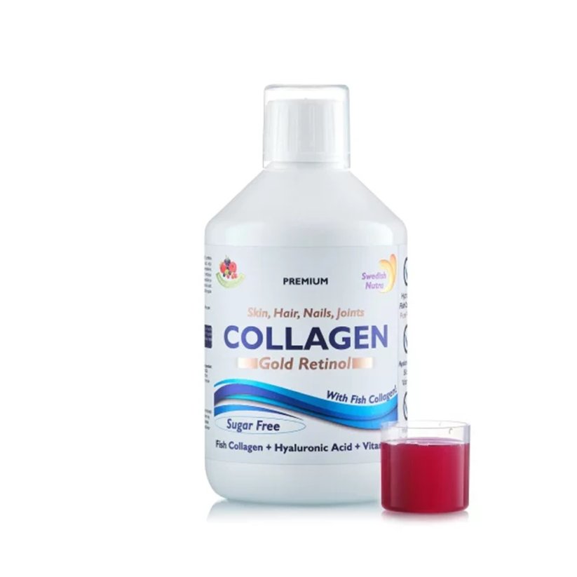 Swedish Nutra Collagen Gold Retinol 500ml (bez cukru) 12 500mg