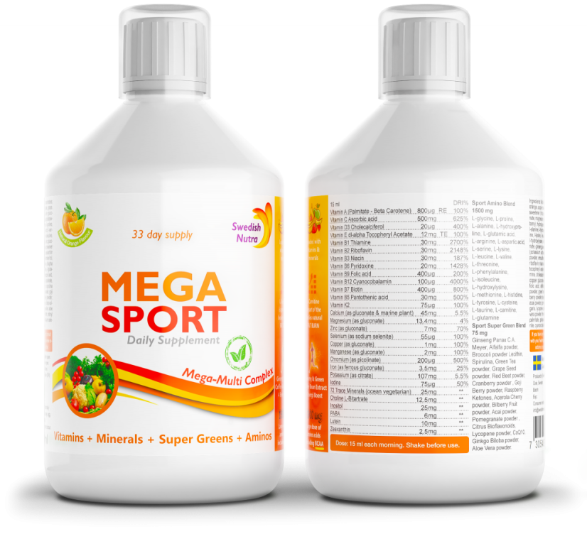 Swedish Nutra Multivitamín pre športovcov Mega Sport 500 ml