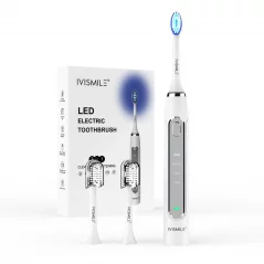 IVISMILE Elektrická sonická zubná kefka s modrým LED svetlom (1x telo, 2x nástavec kefky, 1x nabíjačka)