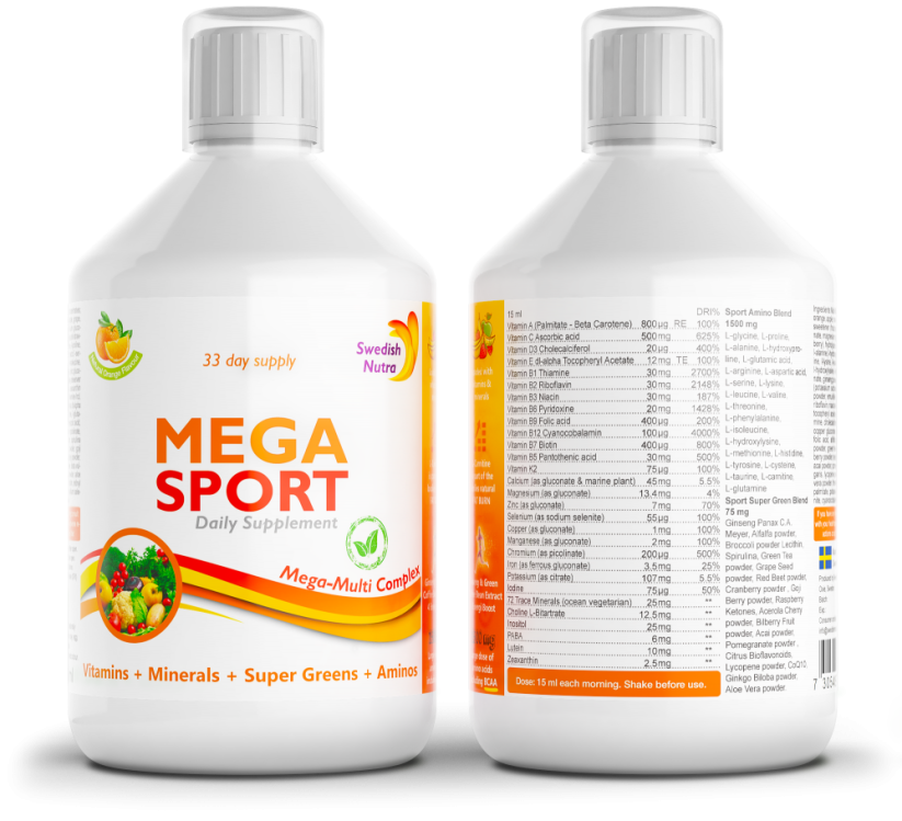 Swedish Nutra Multivitamín pre športovcov Mega Sport 500 ml