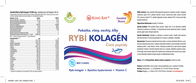 Swedish Nutra rybí kolagén bez cukru s glykozidmi steviolu 500ml
