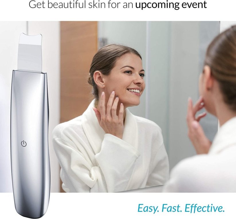 BeautyBiowave celotělově kovová sonická špachtle SILVER