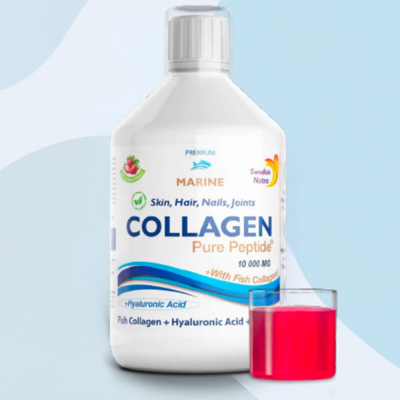 Swedish Nutra Collagen Fish Pure Peptide rybí kolagen (10.000mg) 500 ml - Sladká chuť - složka u Swedish produktů: glykosidy steviolu (přírodní sladidlo)
