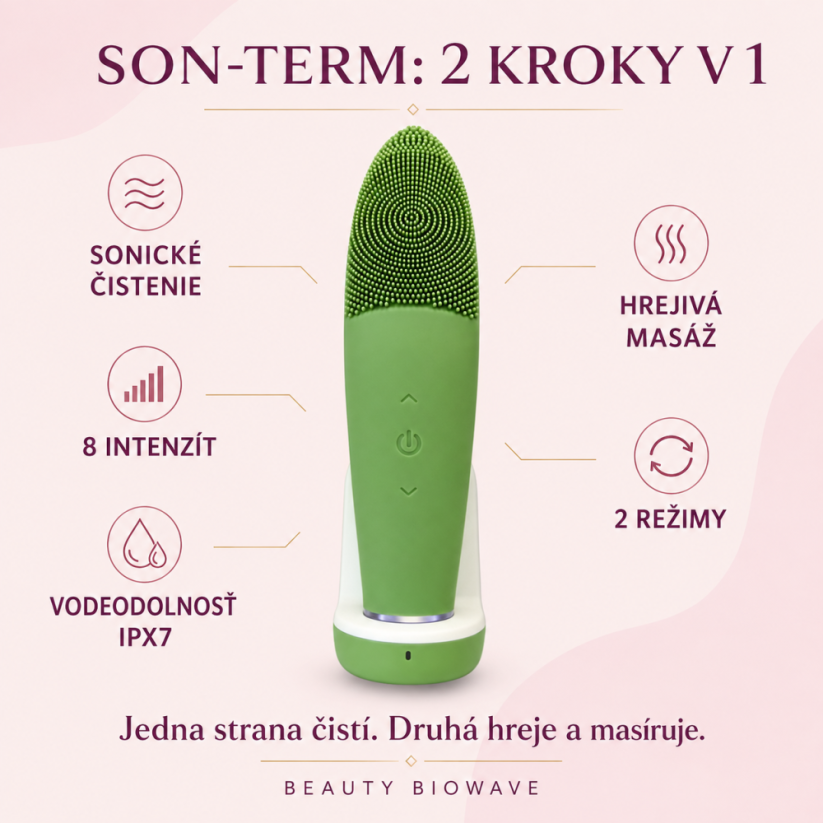 Beauty Biowave Sonický čistící kartáček s vyhříváním, se stojanem SON-TERM