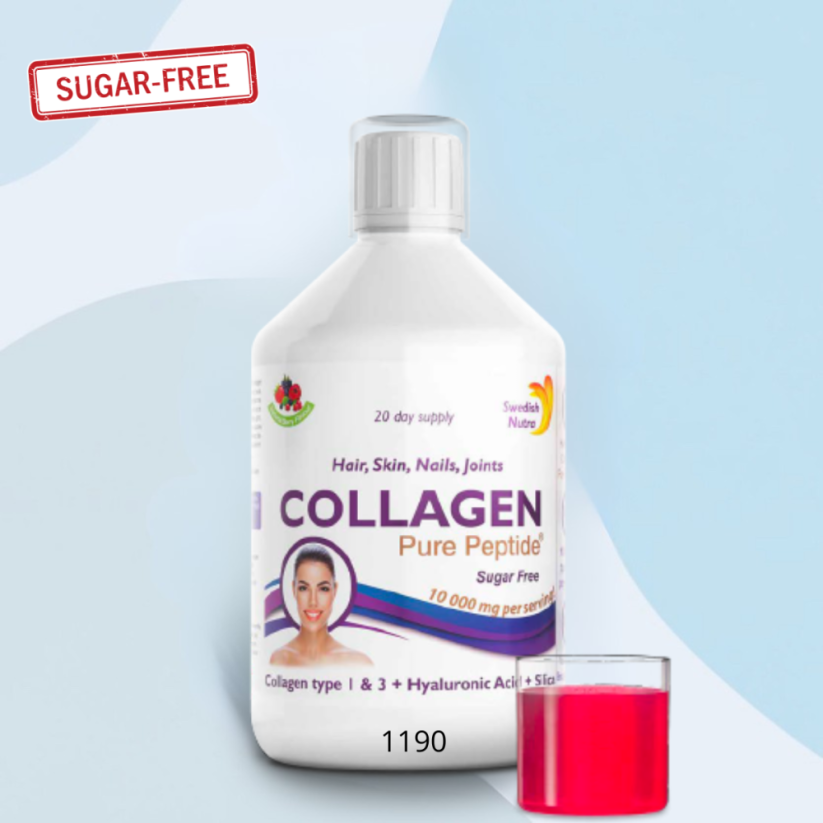 Swedish Nutra Collagen Bovine Pure Peptide  hovězí kolagen (10.000mg) 500 ml - Sladká chuť - složka u Swedish produktů: glykosidy steviolu (přírodní sladidlo)