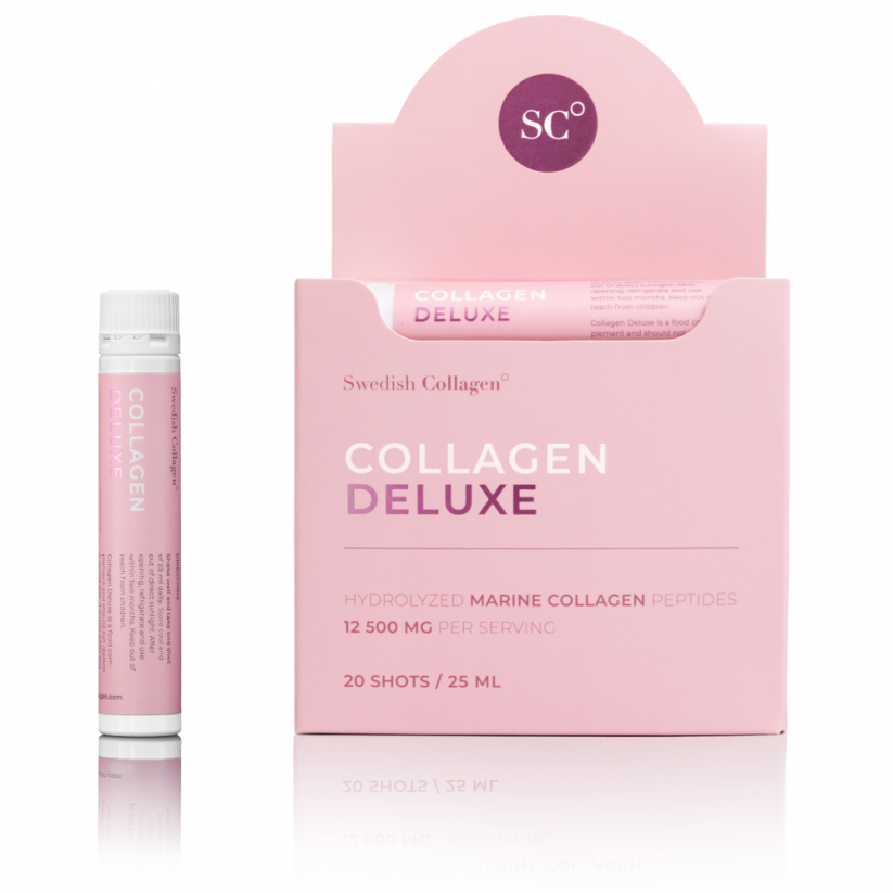 Swedish Collagen Deluxe 12500mg rybí kolagen tekutý s vitaminy 25 x 20 lahviček (proti-vrásková kúra na 20 dní)