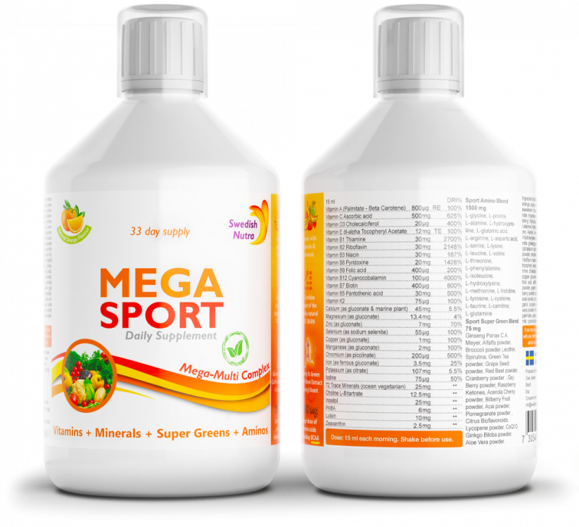 Swedish Nutra Mega Sport 500 ml (doplněk stravy pro sportovce)