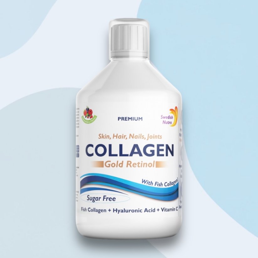 Swedish Nutra Collagen Gold Retinol 500ml (bez cukru) 12 500mg