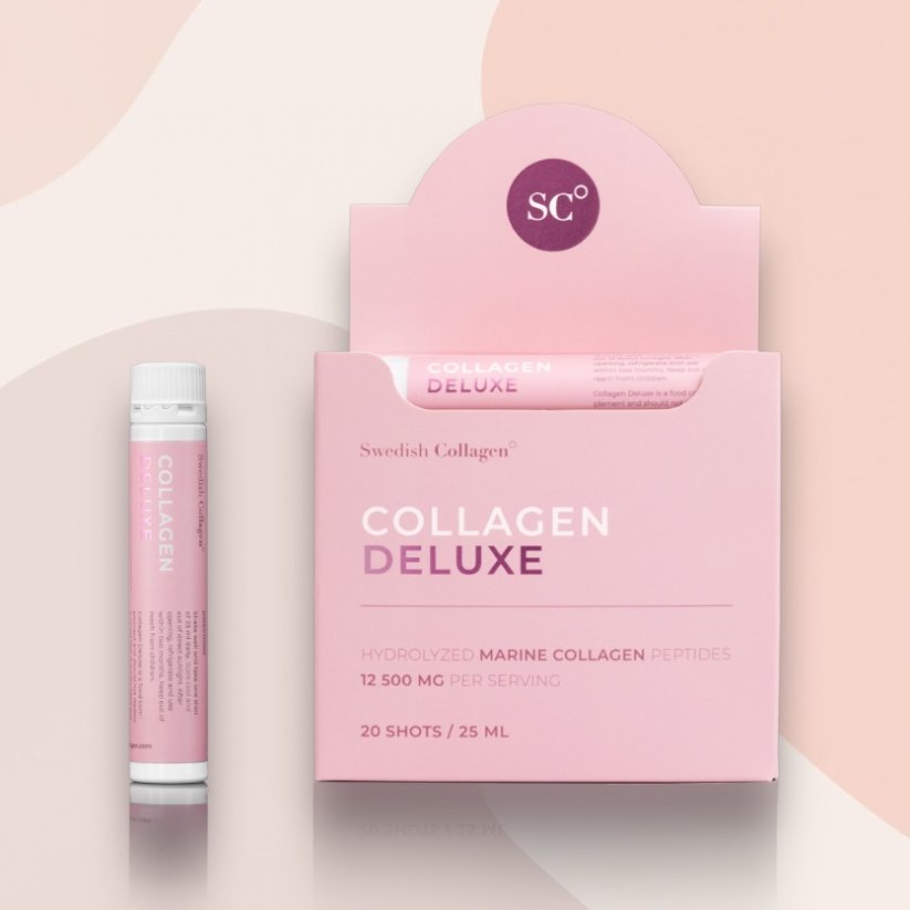 Swedish Collagen Deluxe 12500mg rybí kolagen tekutý s vitaminy 25 x 20 lahviček (proti-vrásková kúra na 20 dní)
