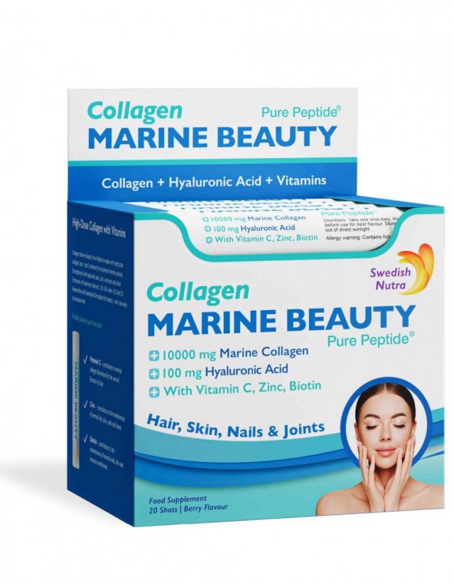 Swedish Nutra Collagen Marine Beauty 20 shotov x 25ml so sladidlami (pokožka, vlasy, nechty)