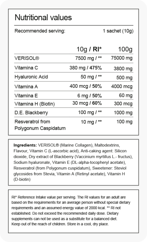 VeriBosco Marine Collagen 7500mg Forest Fruit Flavour Sachets (mořský Italský kolagen)