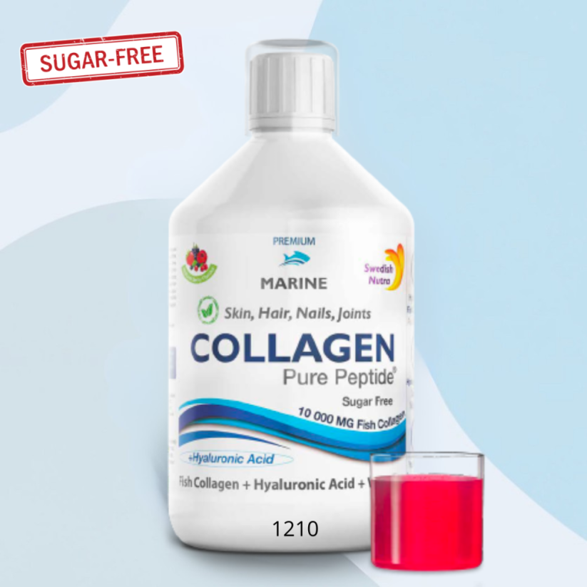 Swedish Nutra Collagen Fish Pure Peptide rybí kolagen (10.000mg) 500 ml - Sladká chuť - složka u Swedish produktů: glykosidy steviolu (přírodní sladidlo)