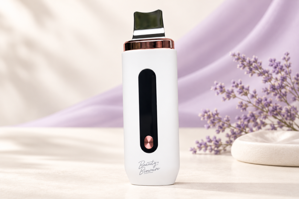 BeautyBiowave EXCLUSIVE 5v1 – bílá ultrazvuková špachtle s kovovou hlavicí