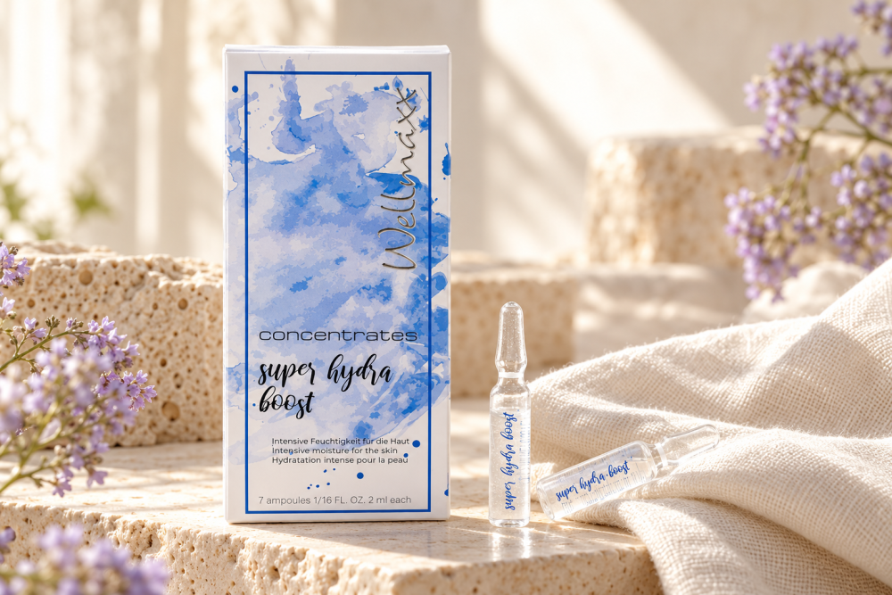 Ampule Wellmaxx Super Hydra Boost na krémovém lnu